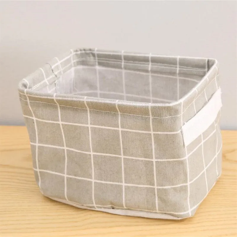 Linen Desktop Storage Box Waterproof Toy Sundries Storage Basket Cosmetic Underware Storage Organizer Office Stationery