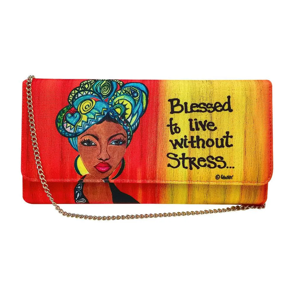 Live Without Stress Canvas Clutch