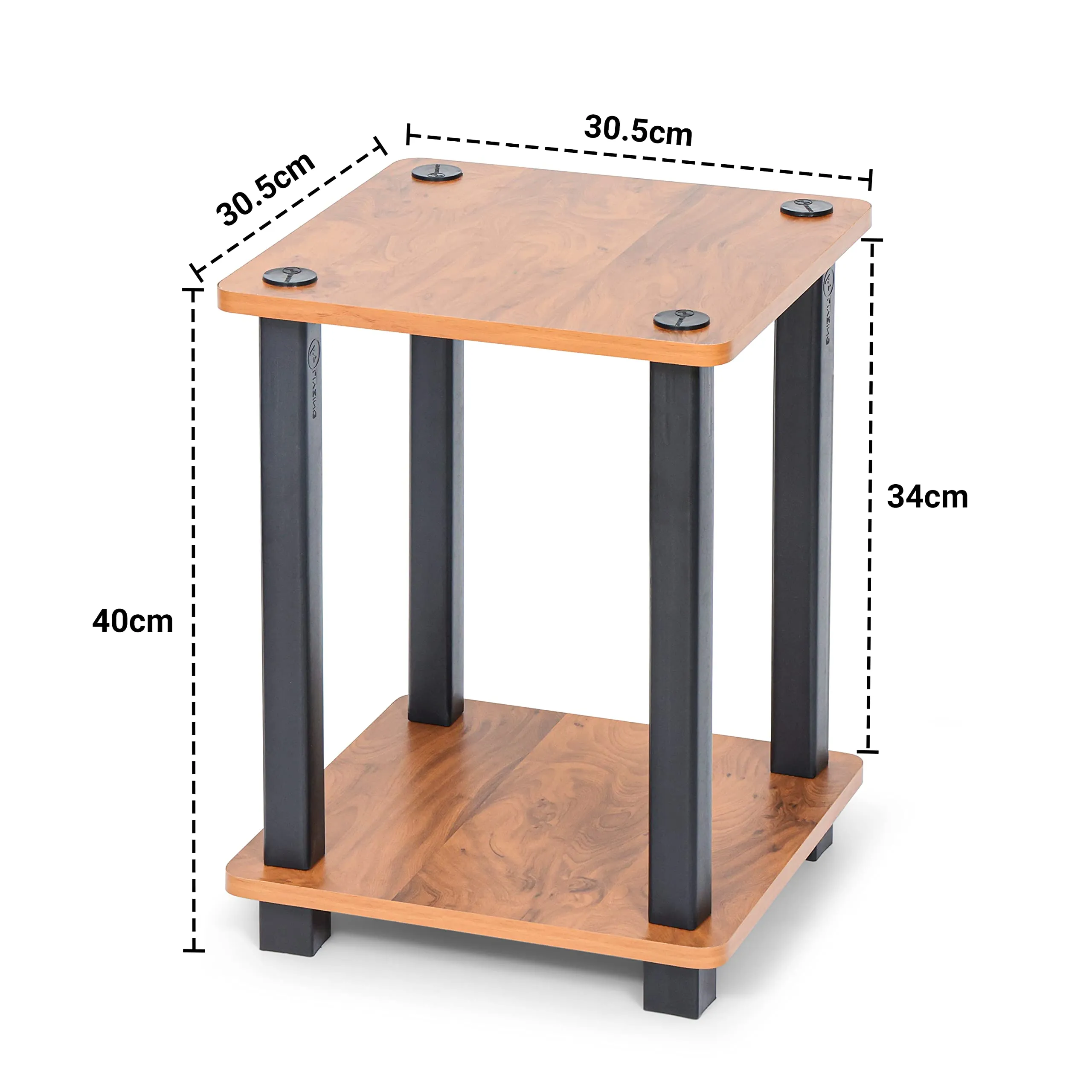 Livzing 2 Tier Turn N Tube Bedside Table with Storage for Living Room, Bedroom - Wooden Coffee Table, Centre Table, End Table, Teapoy, Side Table, Night Stand - Brown