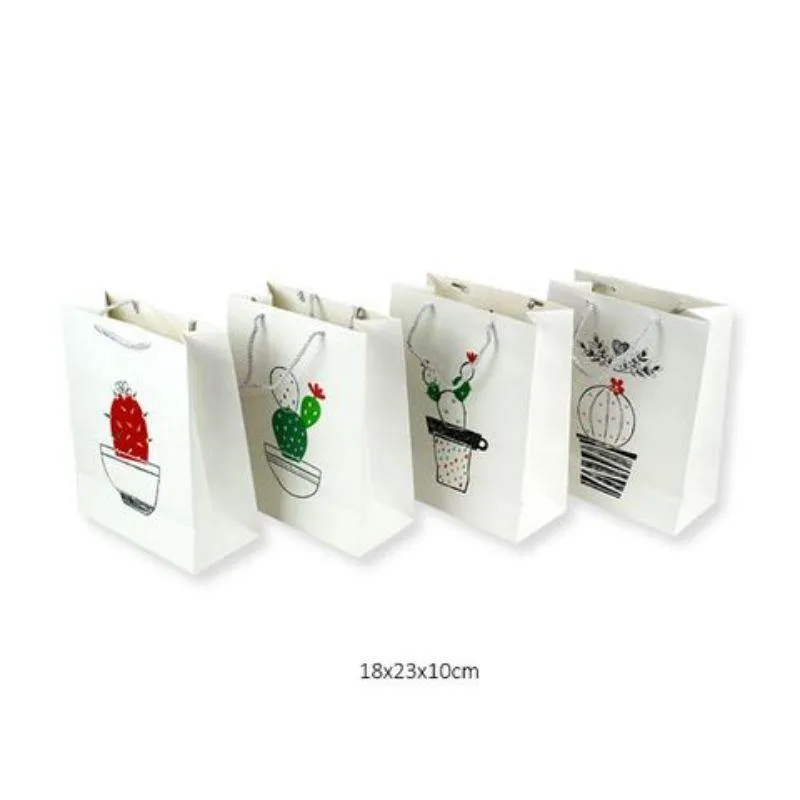 M Cactus Gift Bag - 18cm x 23cm x 10cm