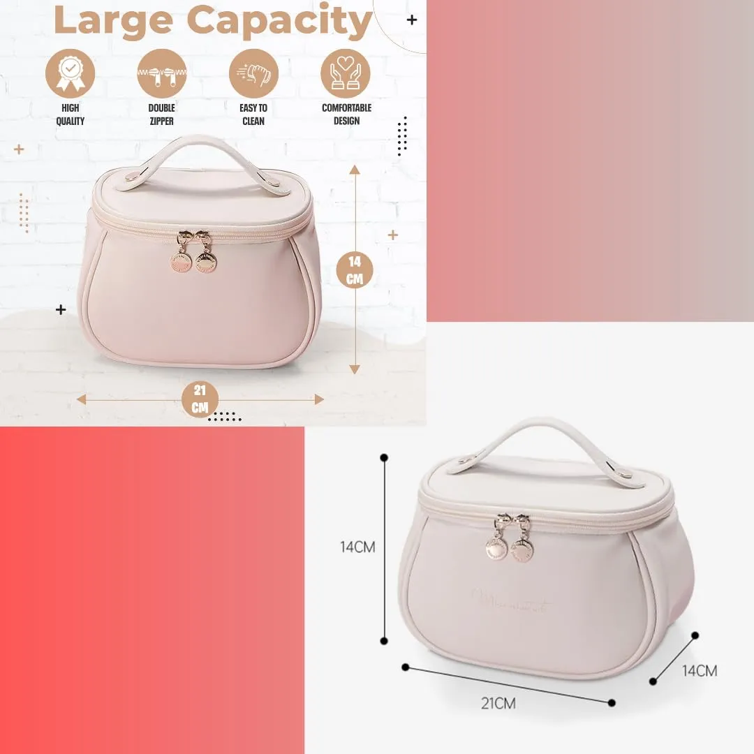 Makeup Bag, Portable Cosmetic Bag, Large Capacity for Girls & Women (Pink 50)