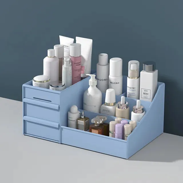 Makeup Organizer with Drawers- Blue