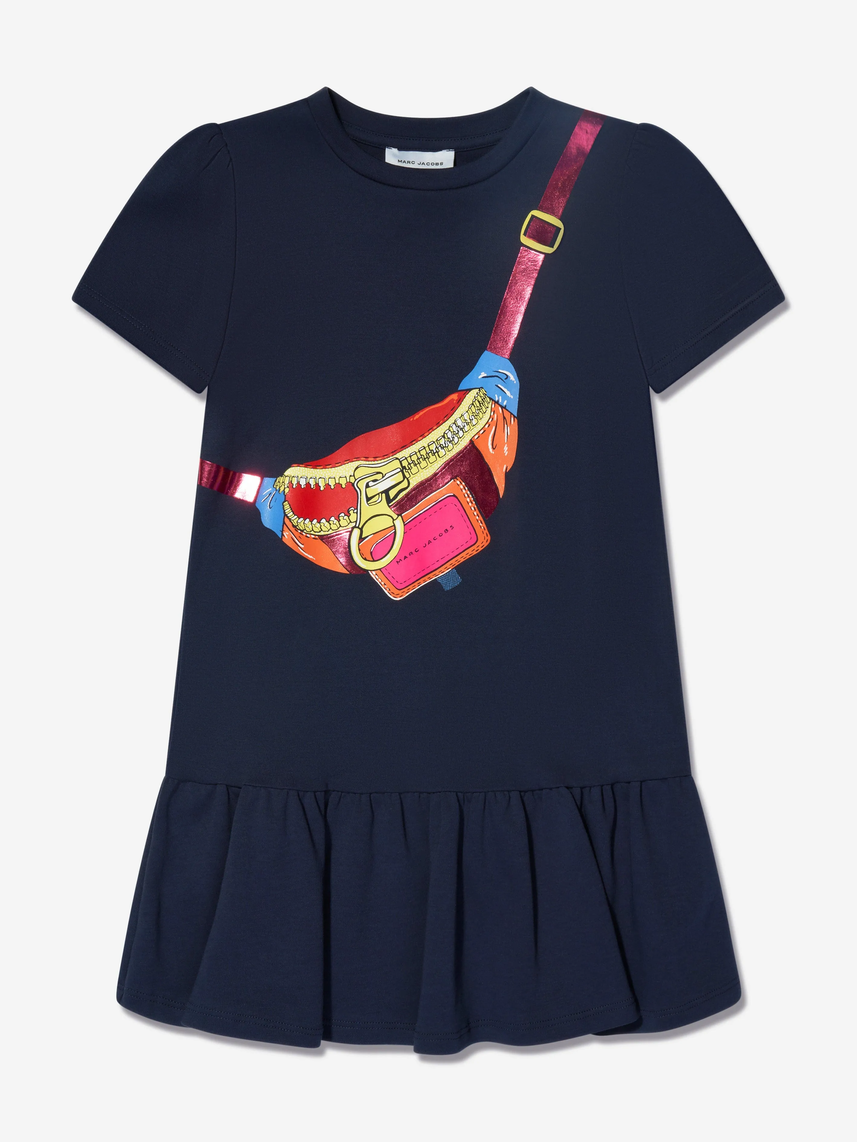 MARC JACOBS Girls Trompe L'oeil Bag Print Dress in Navy