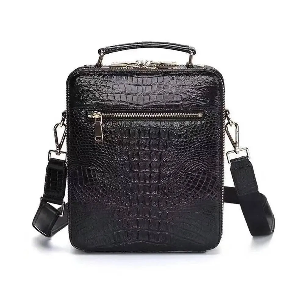 Men Briefcase ,Crocodile Leather Vertical Office Business Bag