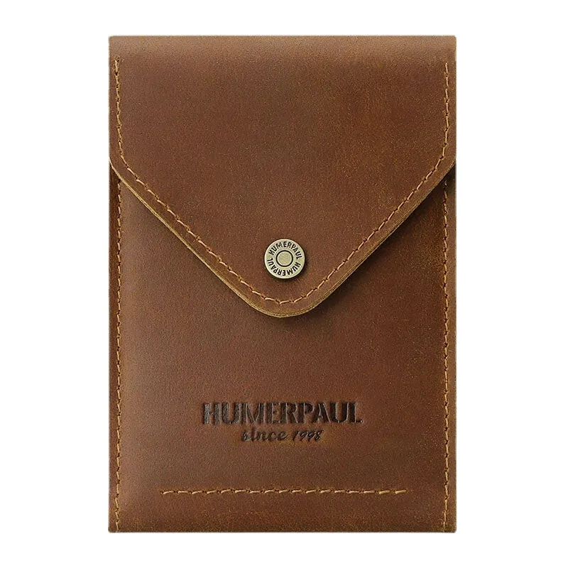 Men RFID Blocking Card Case Genuine Leather Flap-Over Hasp Multi-card Slot Card Holder Driver's License Wallet