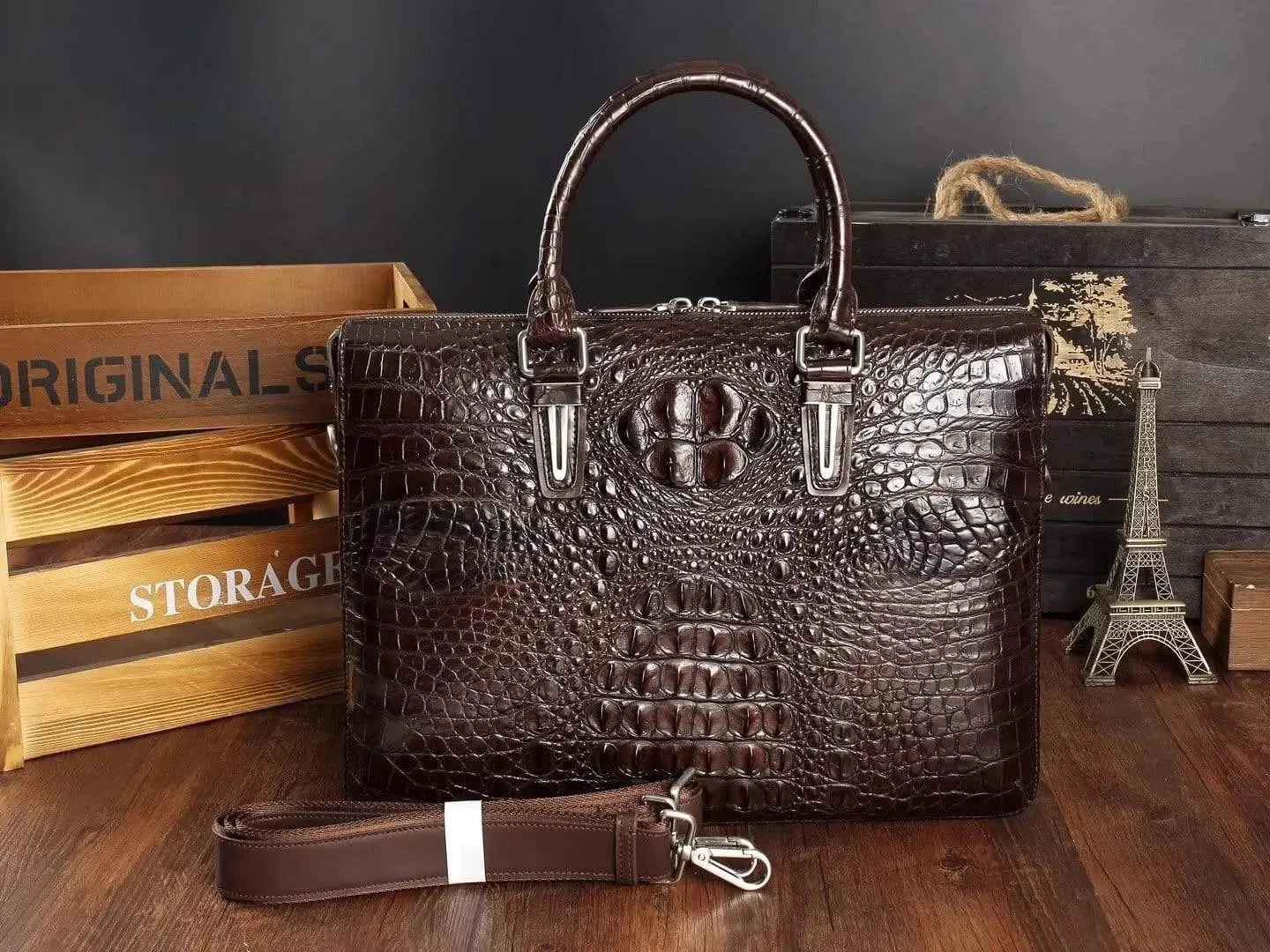 Men's Crocodile Leather Briefcase,Business Bag,Computer Bags,Laptop Bags