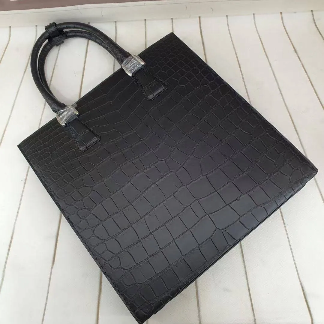 Mens Crocodile Leather Vertical Briefcase