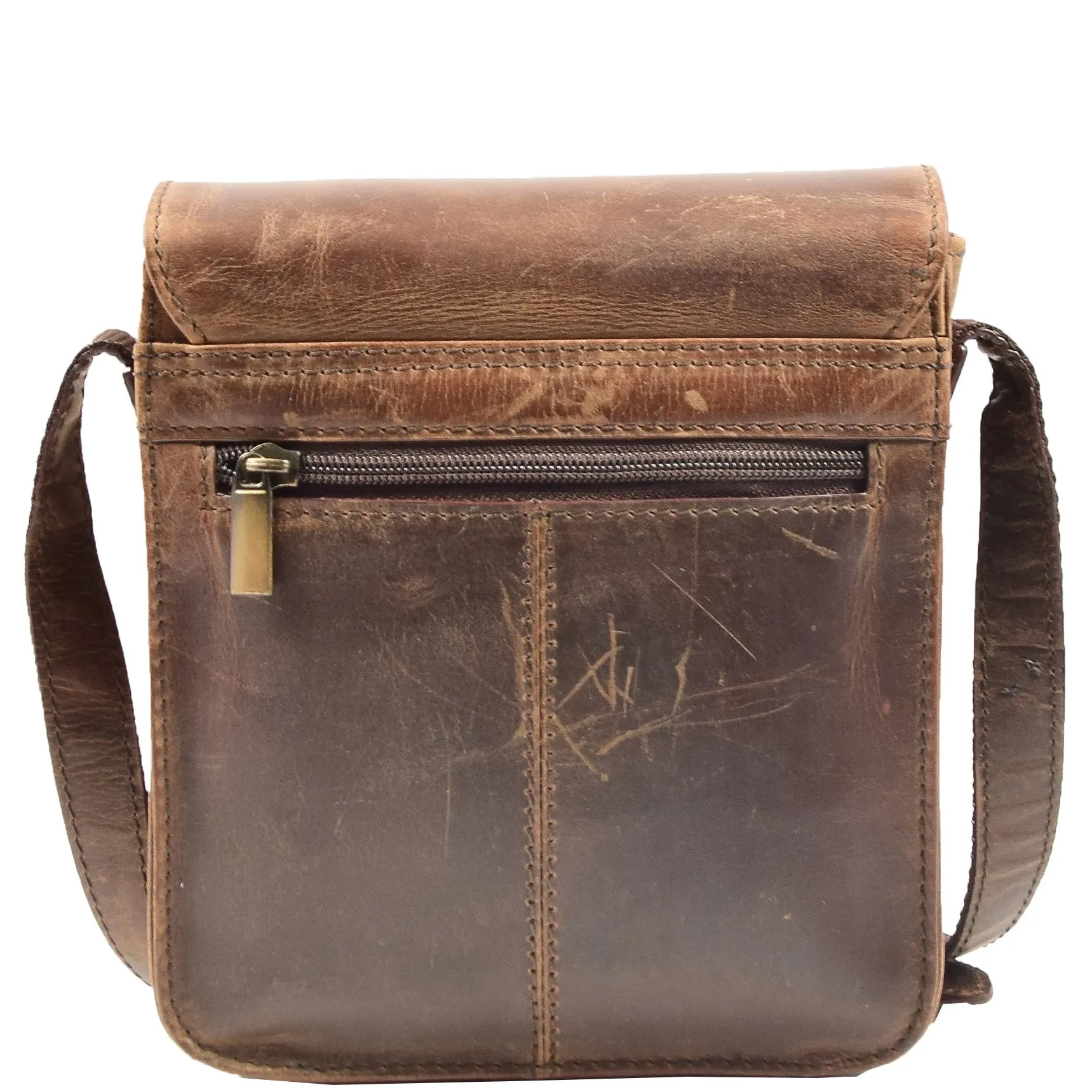 Mens Cross Body Shoulder Bag Leather BOWER Brown