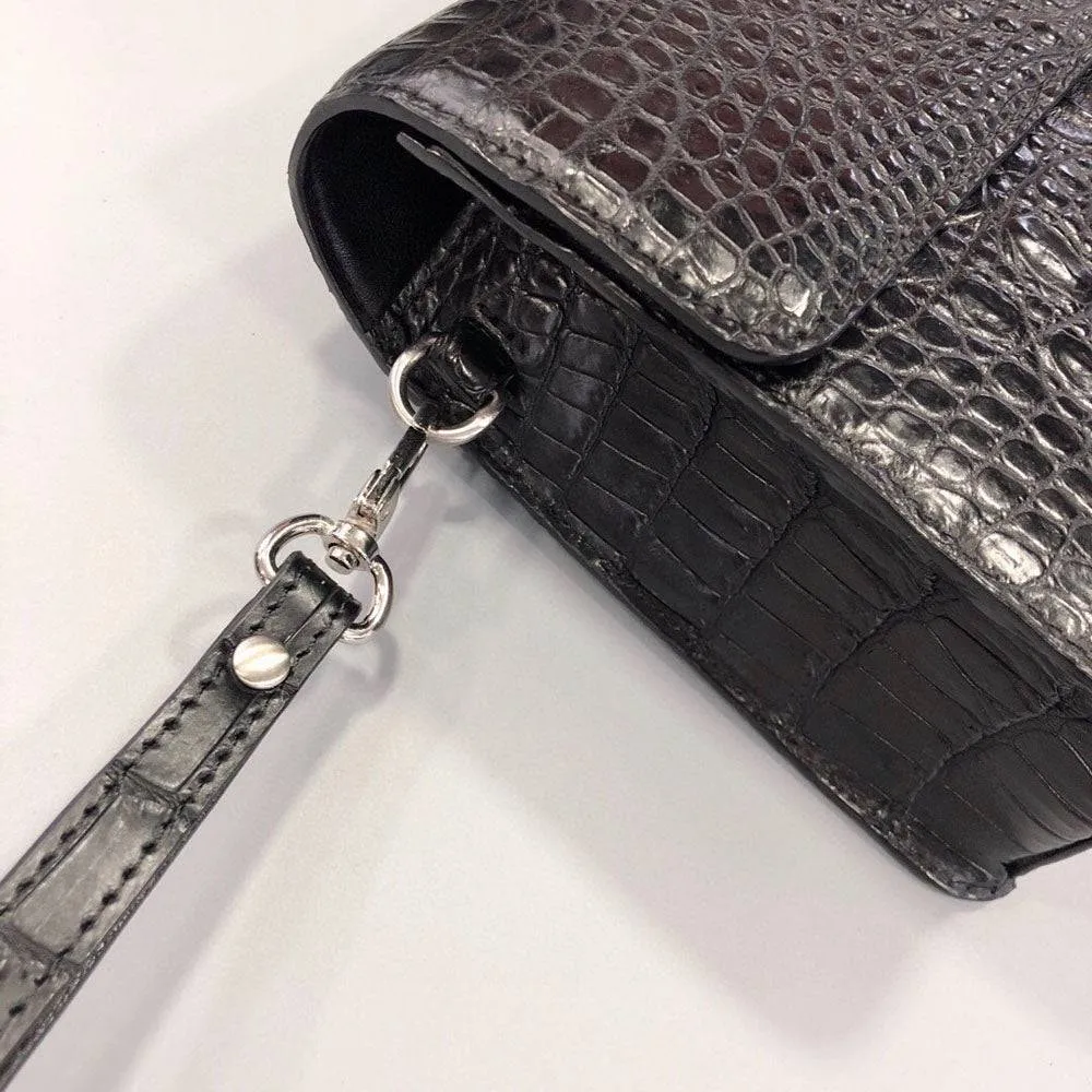 Mens Genuine Crocodile Skin Bone Leather Clutch