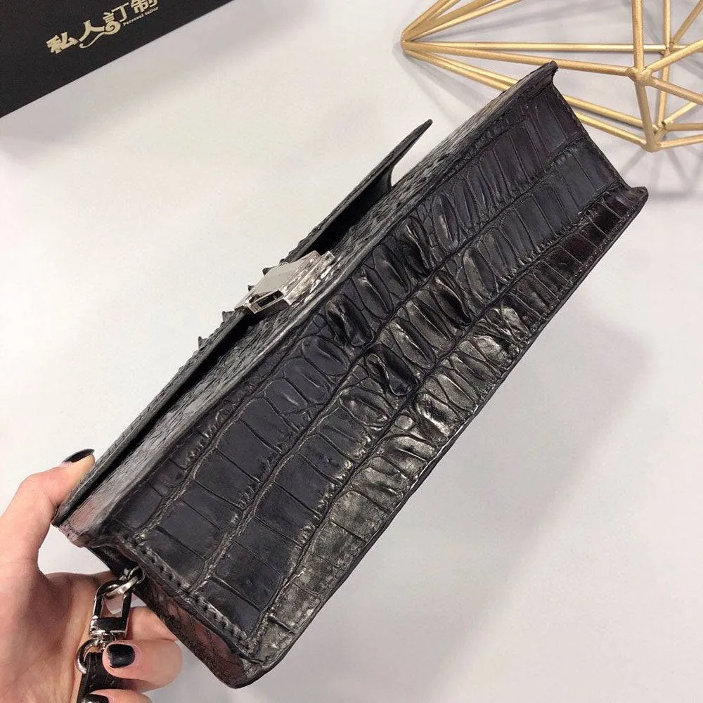 Mens Genuine Crocodile Skin Bone Leather Clutch