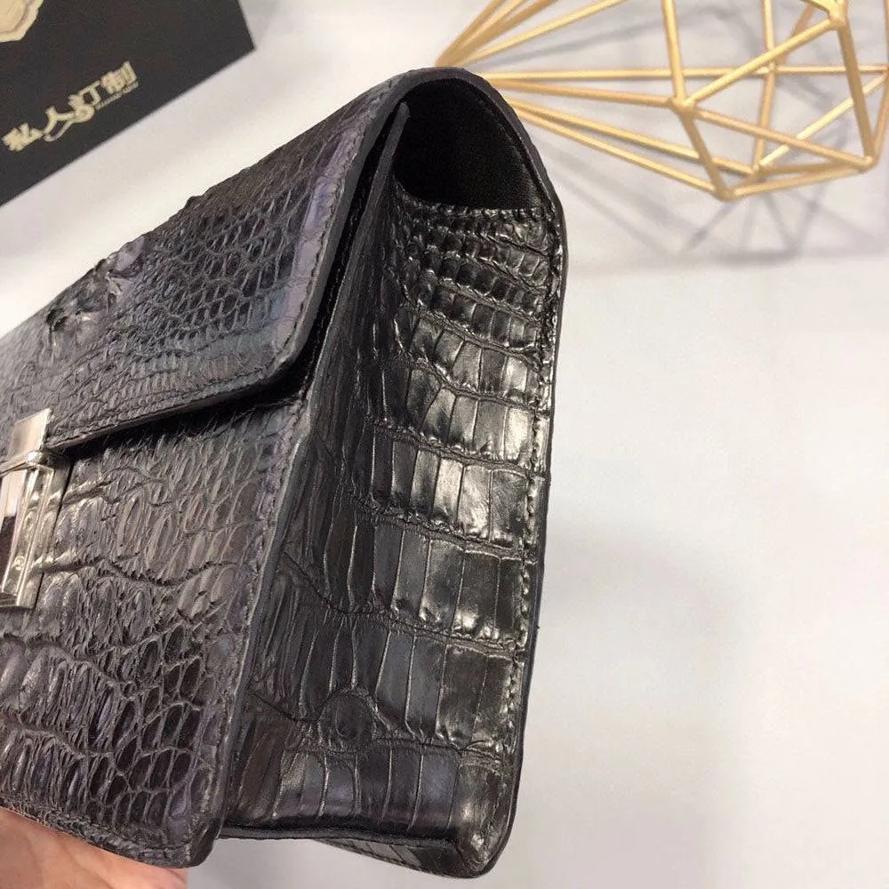 Mens Genuine Crocodile Skin Bone Leather Clutch