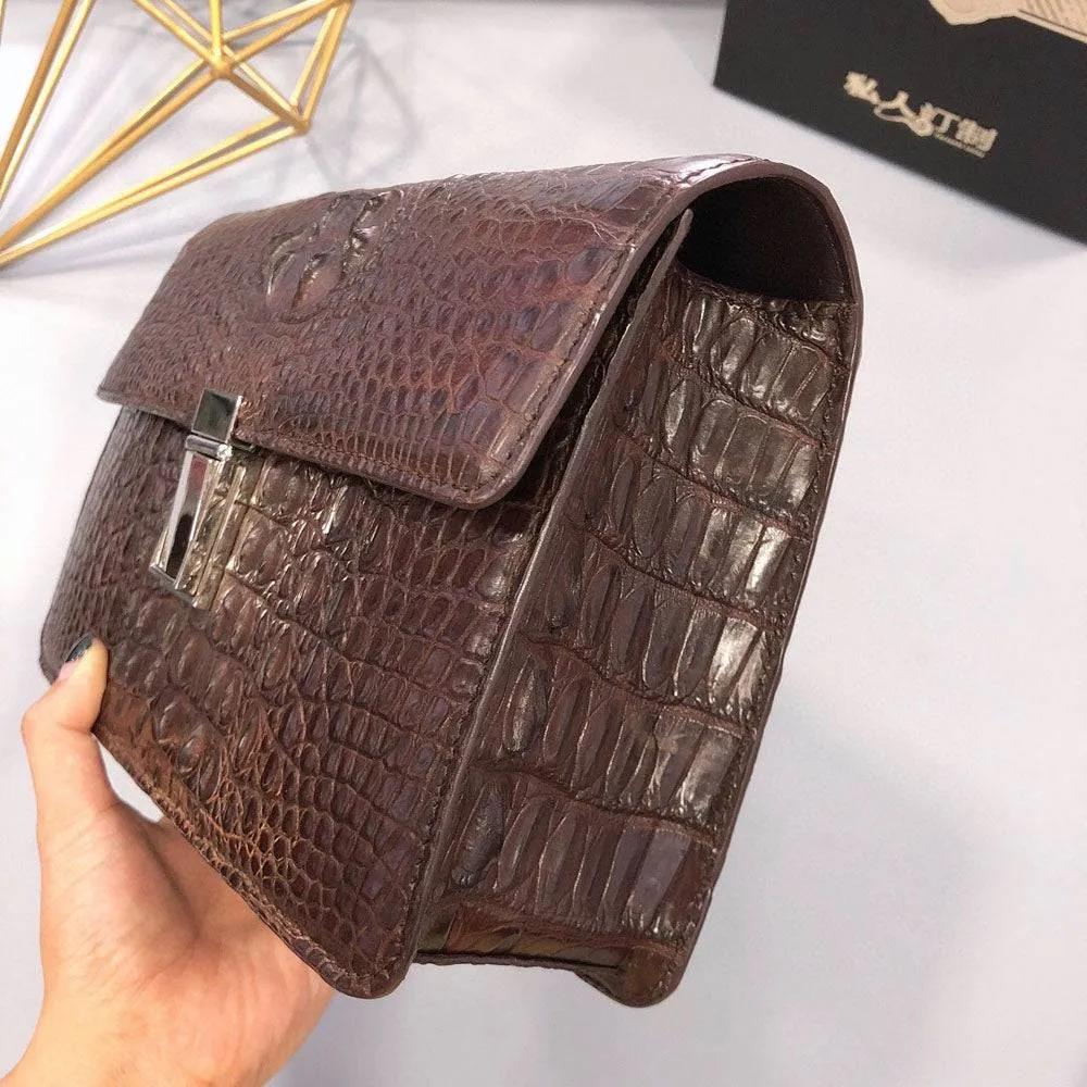 Mens Genuine Crocodile Skin Bone Leather Clutch