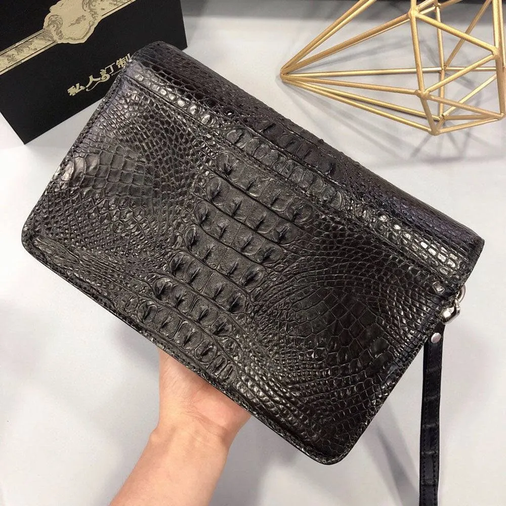 Mens Genuine Crocodile Skin Bone Leather Clutch