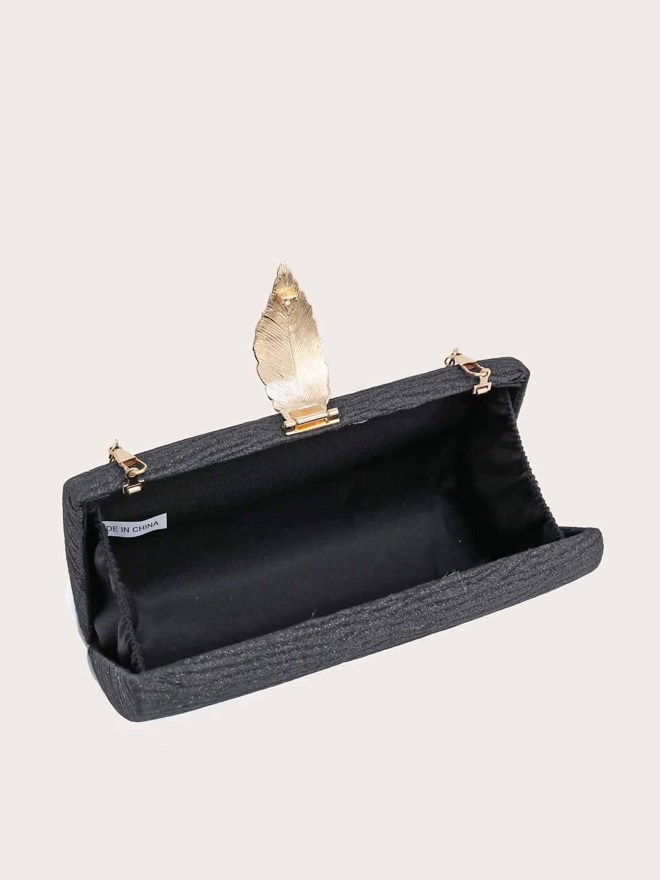 Metal Decor Textured Chain Clutch Bag