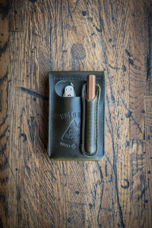 Mini EDC Fieldbook | Leather Journal Cover and Pen Caddy for Every Day Carry