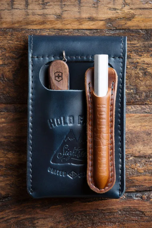 Mini EDC Fieldbook | Leather Journal Cover and Pen Caddy for Every Day Carry