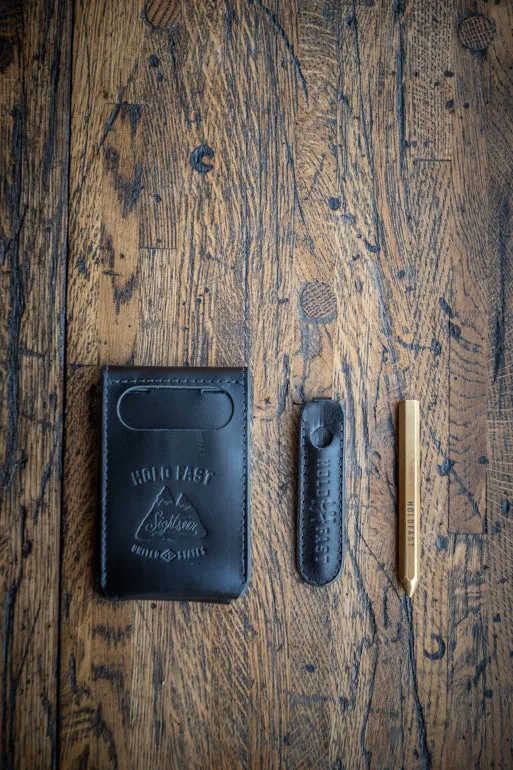 Mini EDC Fieldbook | Leather Journal Cover and Pen Caddy for Every Day Carry