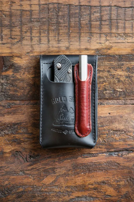 Mini EDC Fieldbook | Leather Journal Cover and Pen Caddy for Every Day Carry