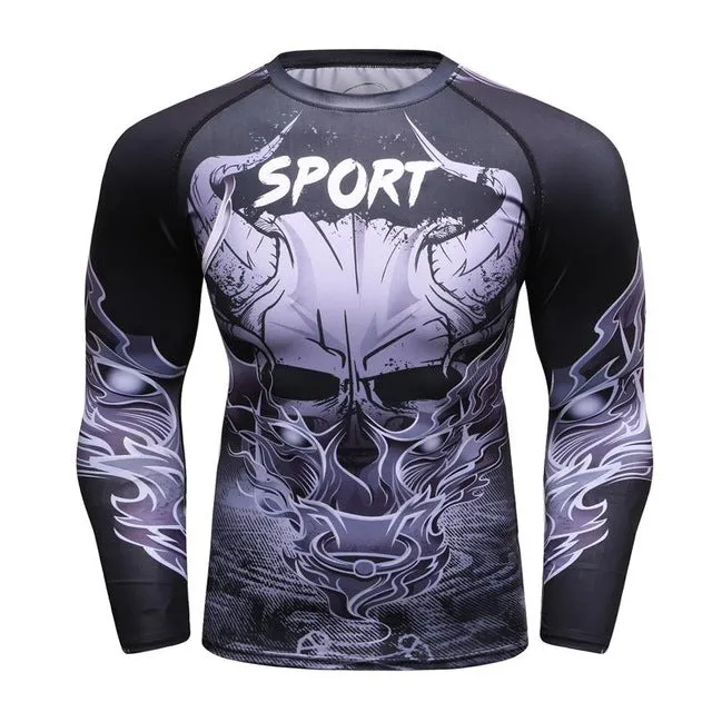 MMA Warrior Printed Workout Quick Dry Long Sleeve