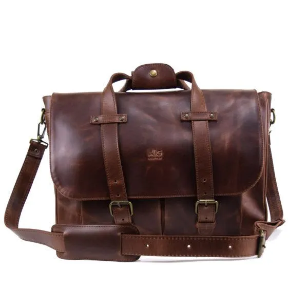 Montana Portfolio XL Briefcase Legal Size in Rustic Brown Leather