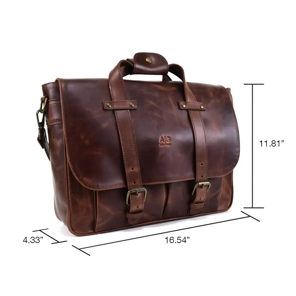 Montana Portfolio XL Briefcase Legal Size in Rustic Brown Leather