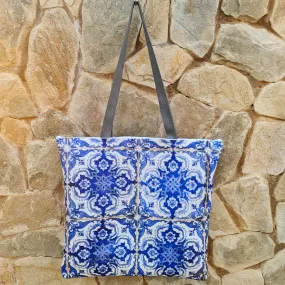 Moroccan Tile on White - Recycled Felt Tote Bag