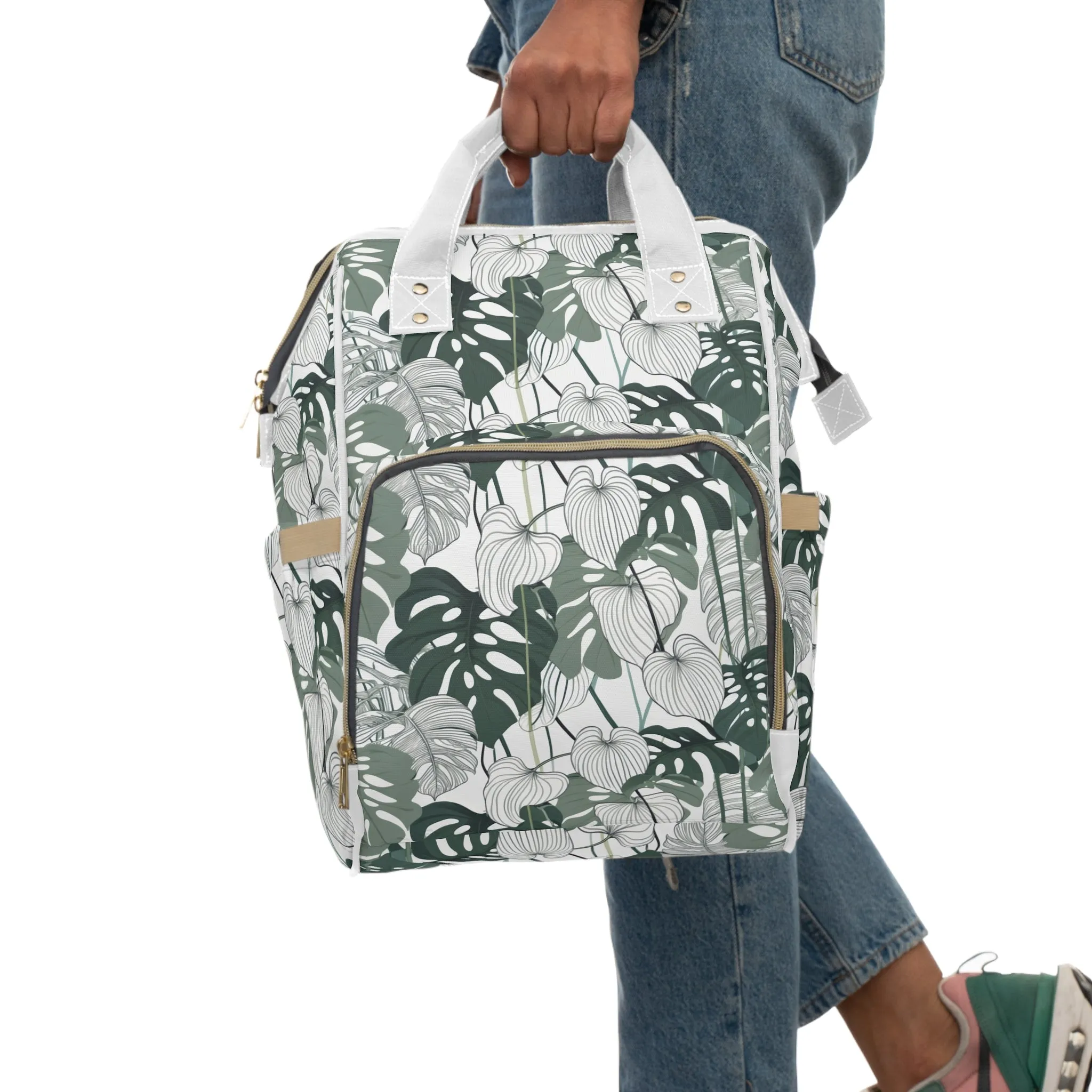 Multifunctional Backpack - Tropical Leaves pattern