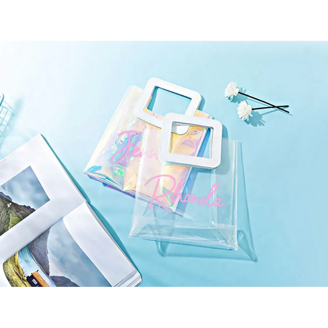 Multifunctional Clear PVC Tote Gift Bag 17x14cm