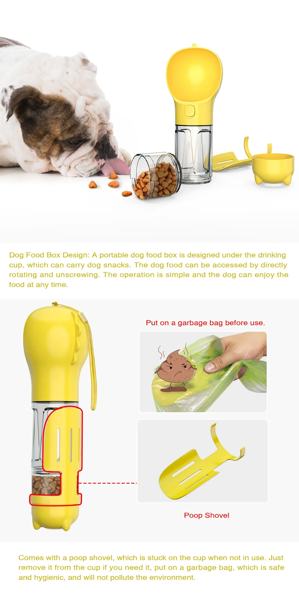 Multifunctional Outdoor Portable Dog & Cat Water Bottle, 300ml Water Capacity