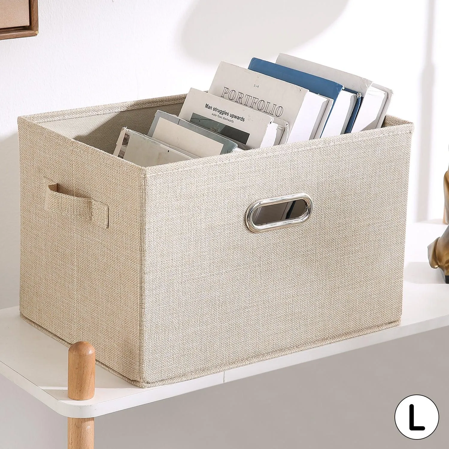 Multipurpose Foldable Storage Box with Lid, Large 45x30x31 cm, Beige