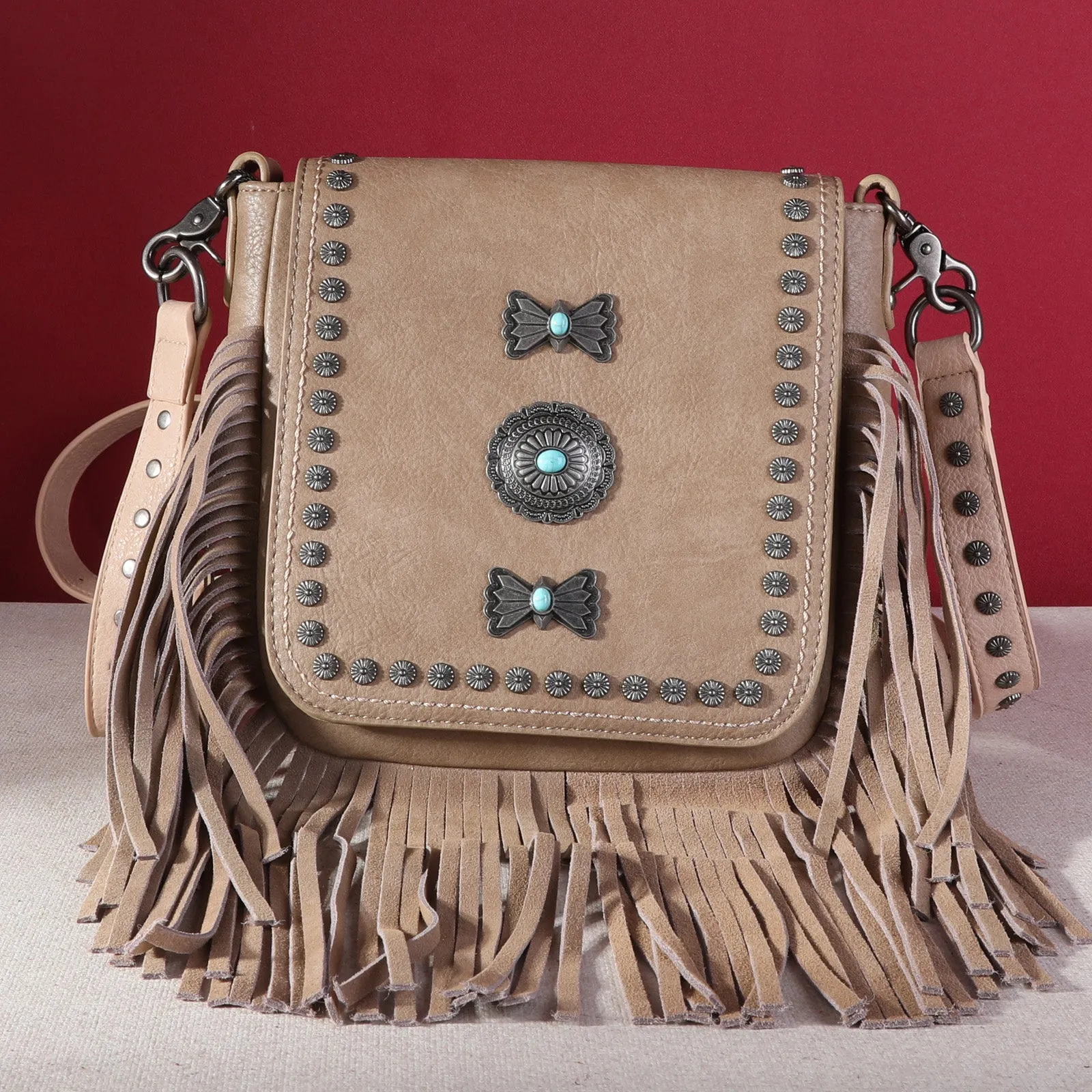 MW1270-8360   Montana West Fringe Mariposa Concho Collection Crossbody