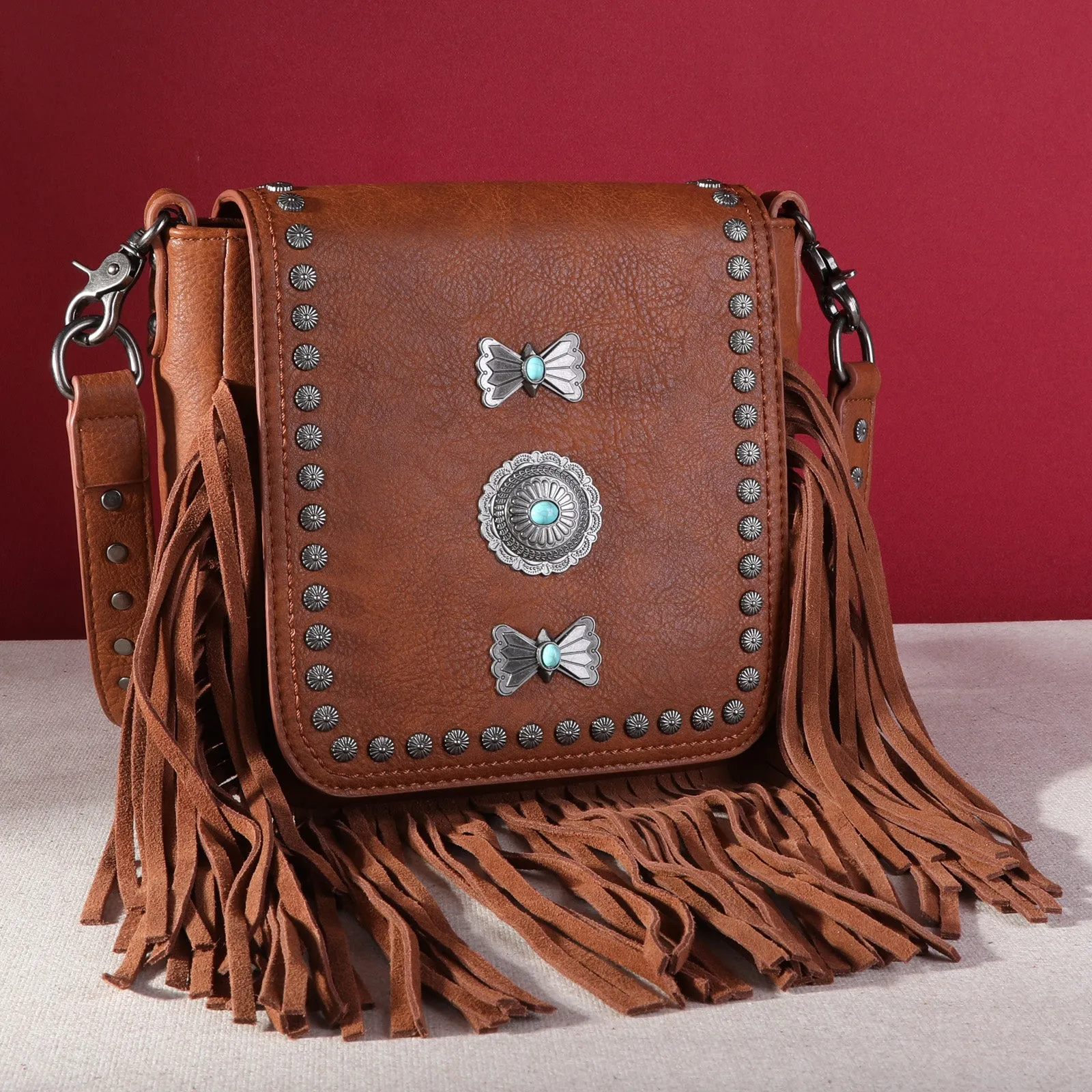 MW1270-8360   Montana West Fringe Mariposa Concho Collection Crossbody