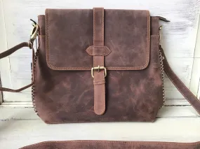 Myra Leather Flap Satchel Crossbody