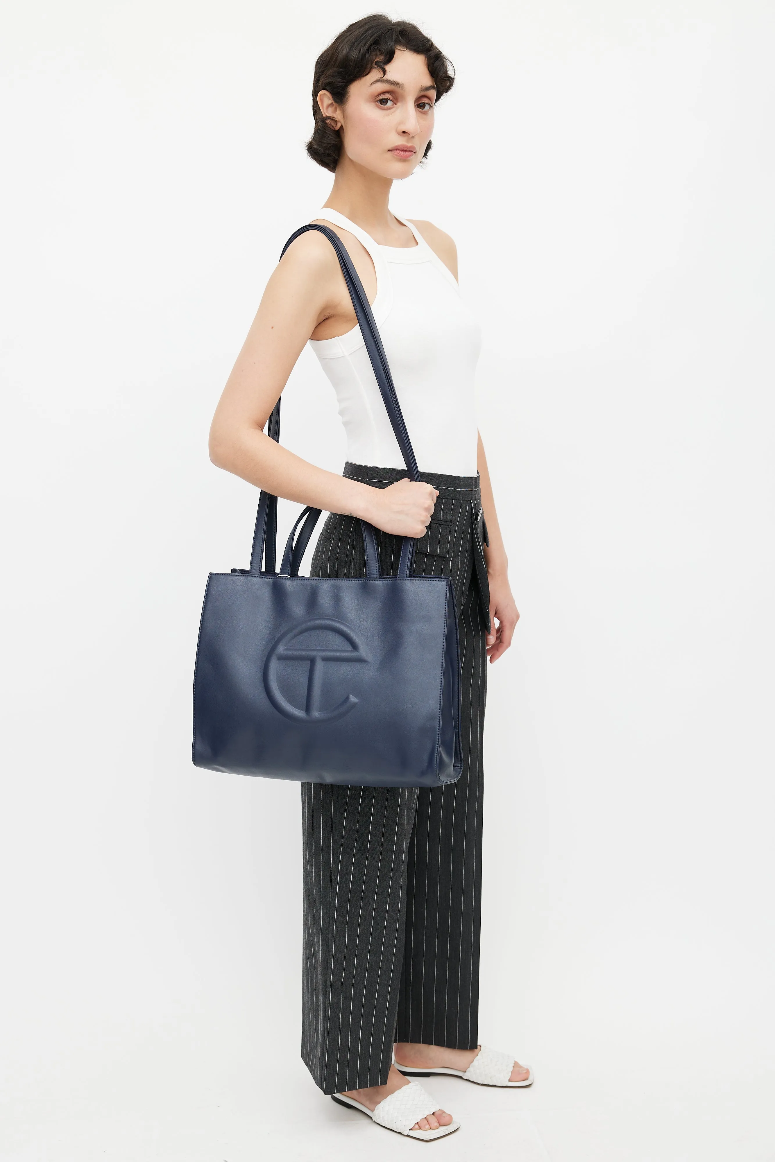 Navy Medium Shopping Bag