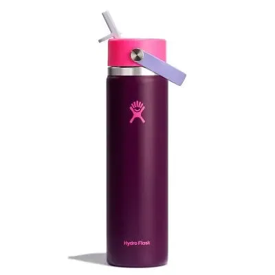 New - Hydro Flask 24oz Wide Mouth Flex Straw Water Bottle Sugar Plum