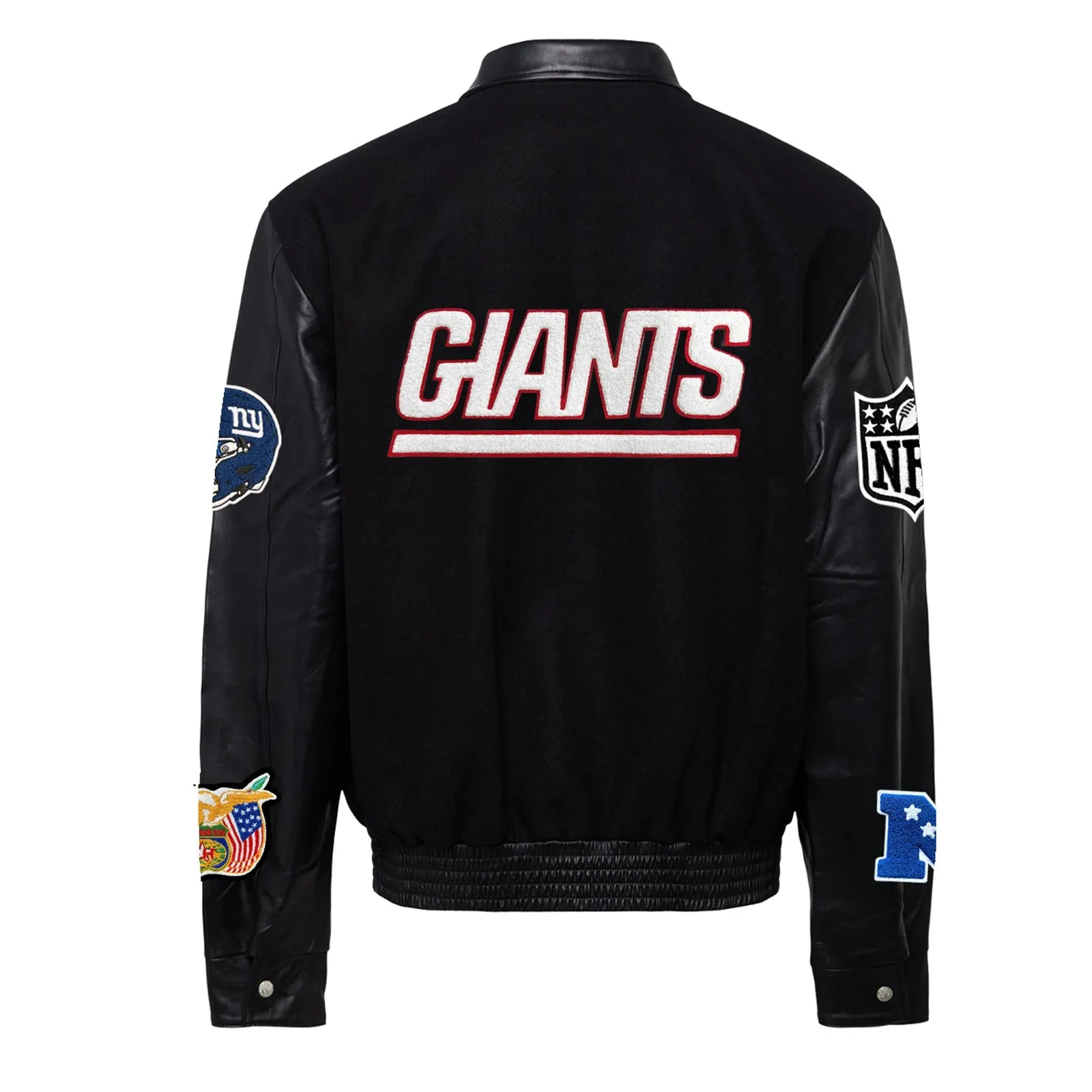 NEW YORK GIANTS WOOL & LEATHER VARSITY JACKET Black/Black