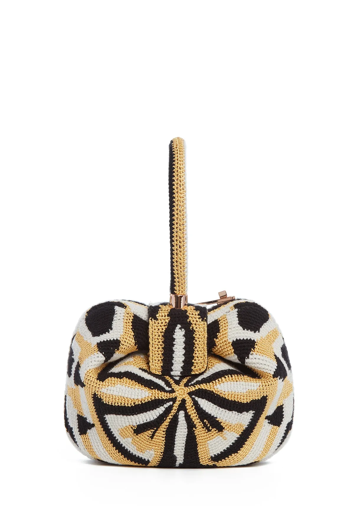 Nina Bag in Gold, Black & Ivory Crochet