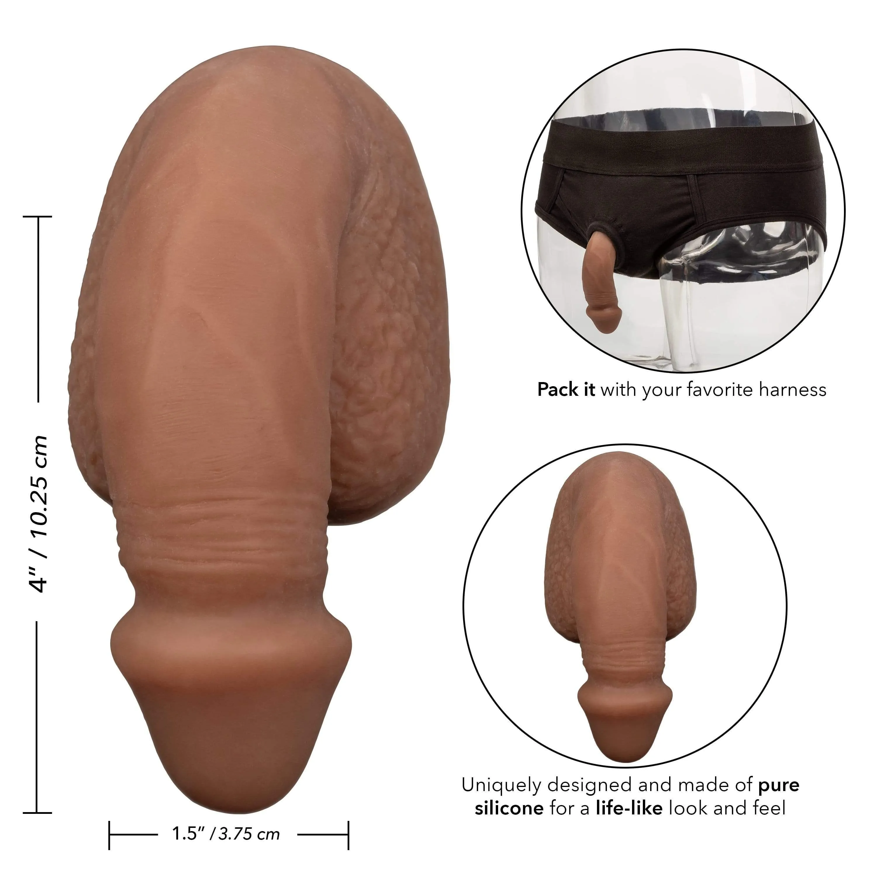 Packer Gear Silicone Packing Penis 4 Inch - Brown