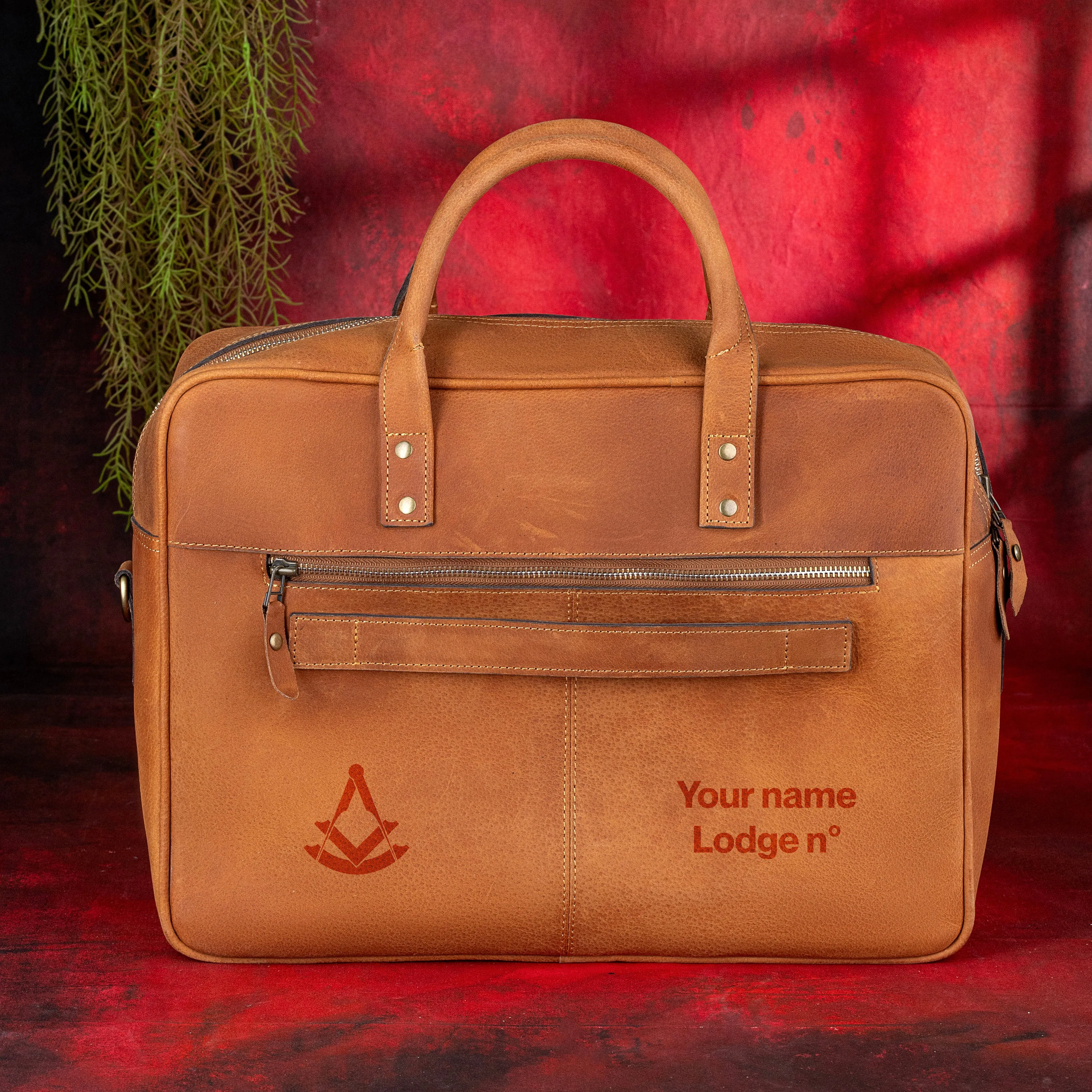 Past Master Blue Lodge Briefcase - Brown Leather Crazy Horse Finish