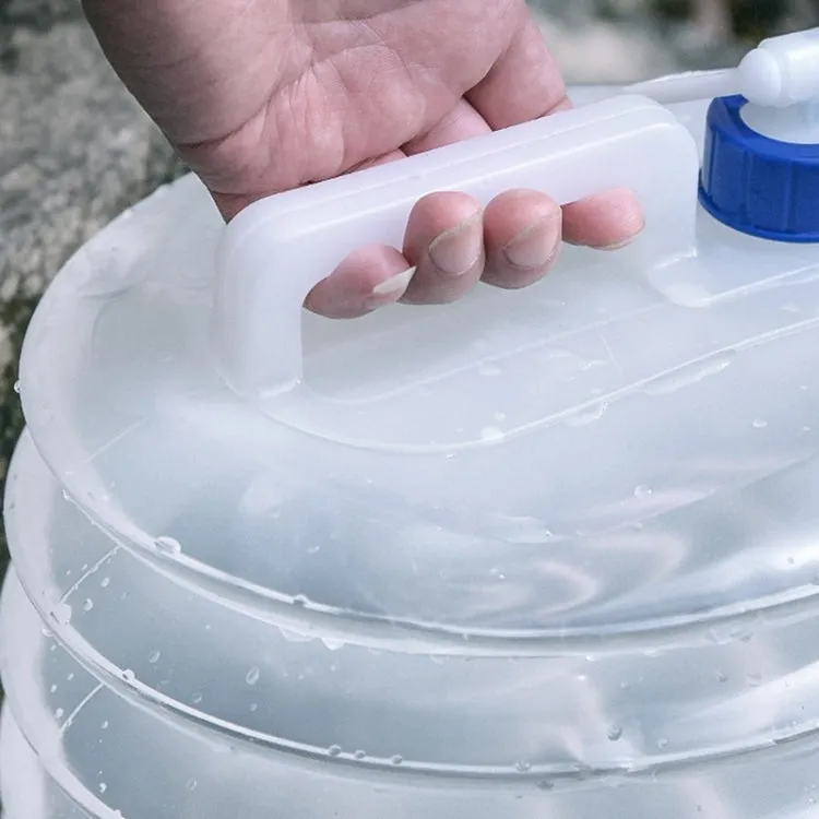 PE Folding Water Bag Shrink Bucket Outdoor Portable Water Bottle, Capacity: 3L(Blue Cover)