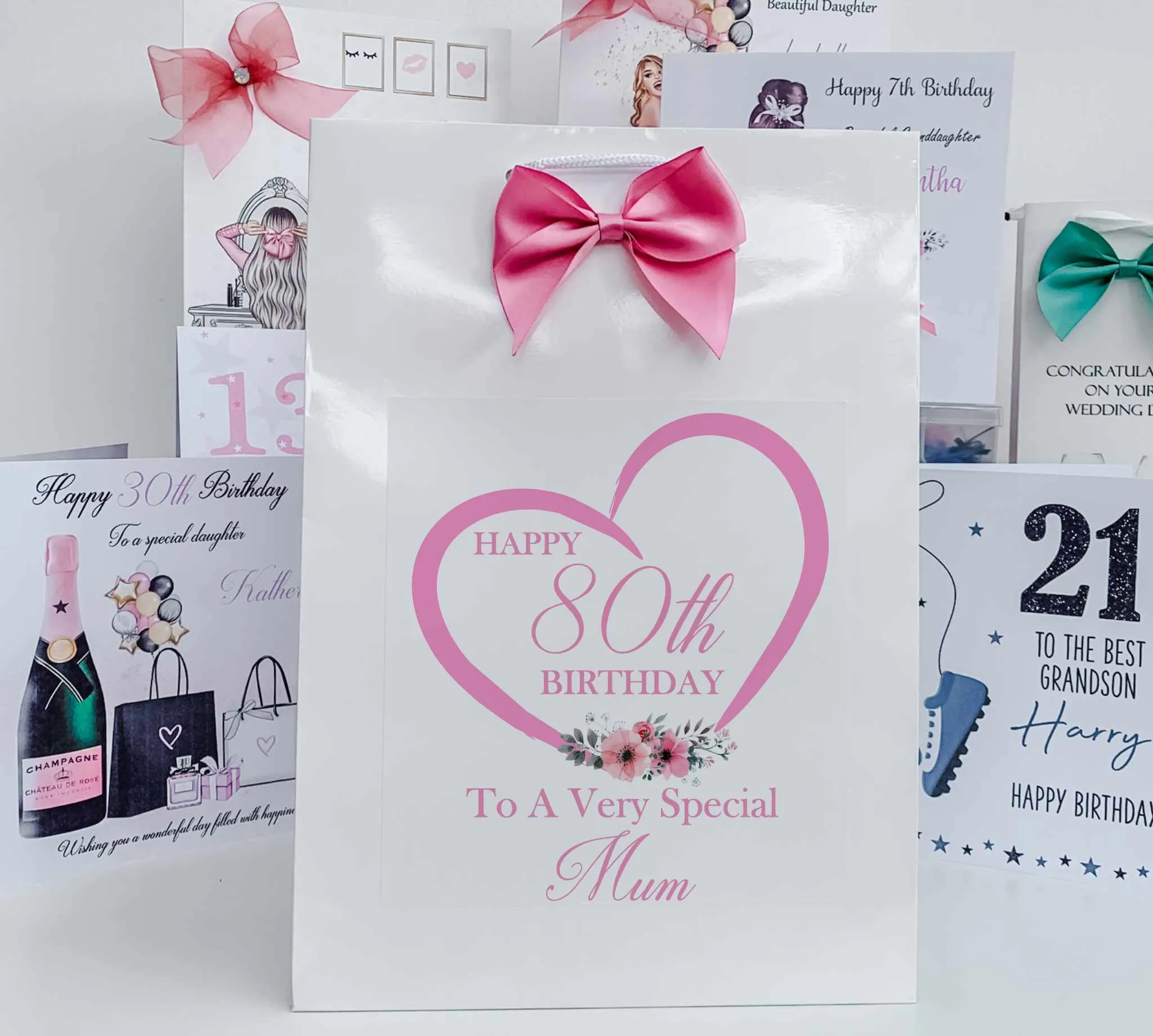 Personalised Birthday Gift Bag Pink Heart