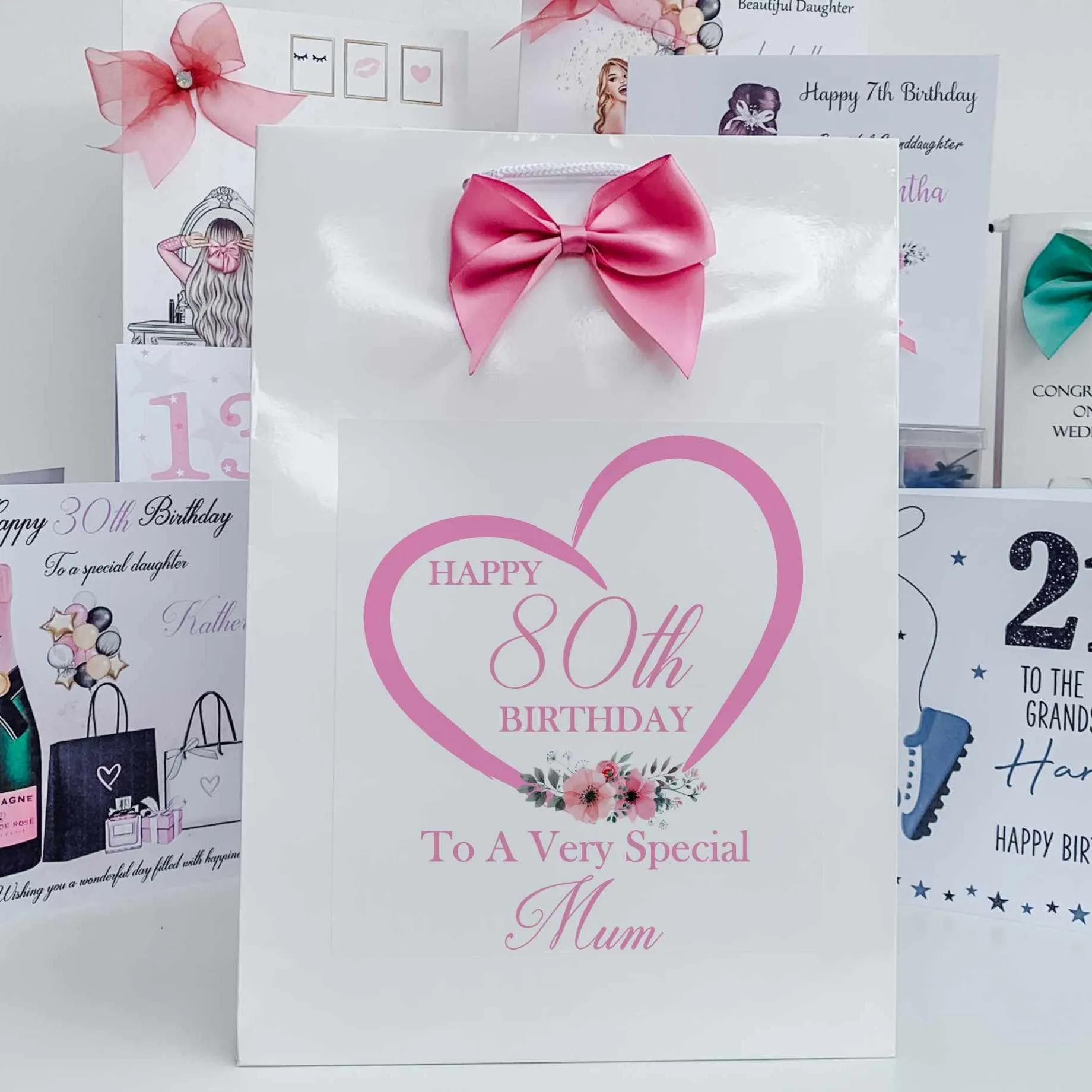 Personalised Birthday Gift Bag Pink Heart