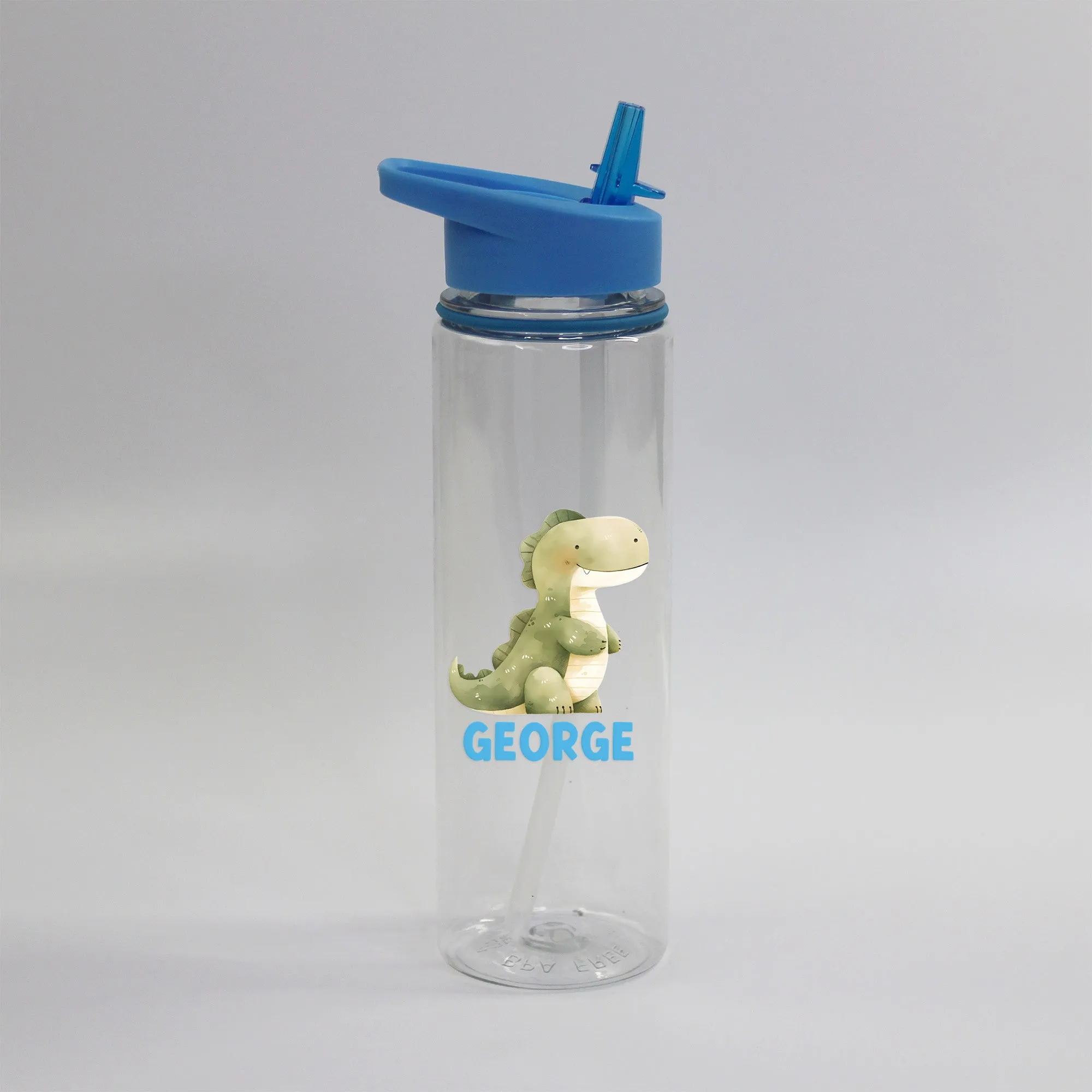 Personalised Children's Dinosaur Flip Straw Water Bottle, 725ml