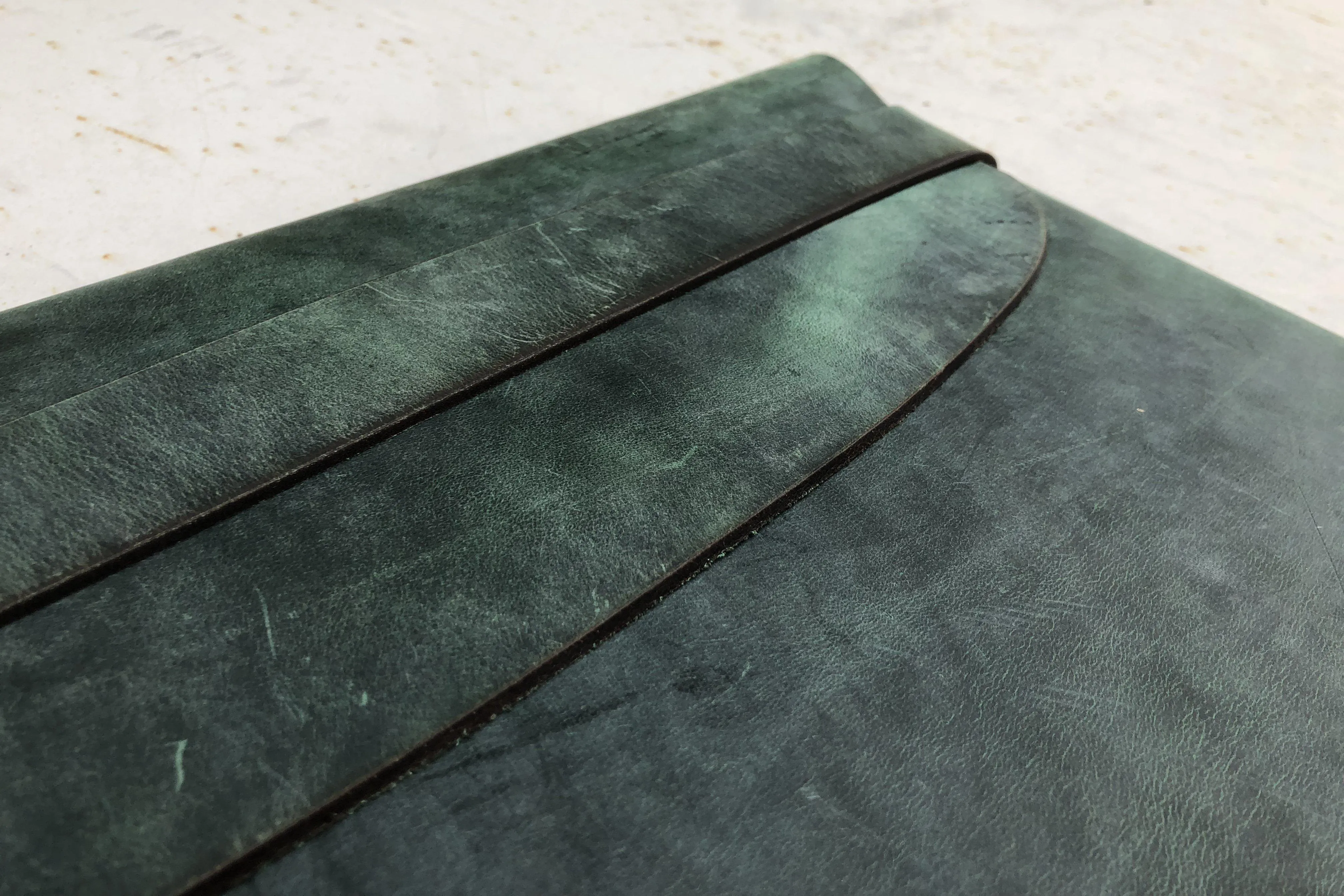 Personalized Leather MacBook Sleeves - Crazy Horse Forest Green