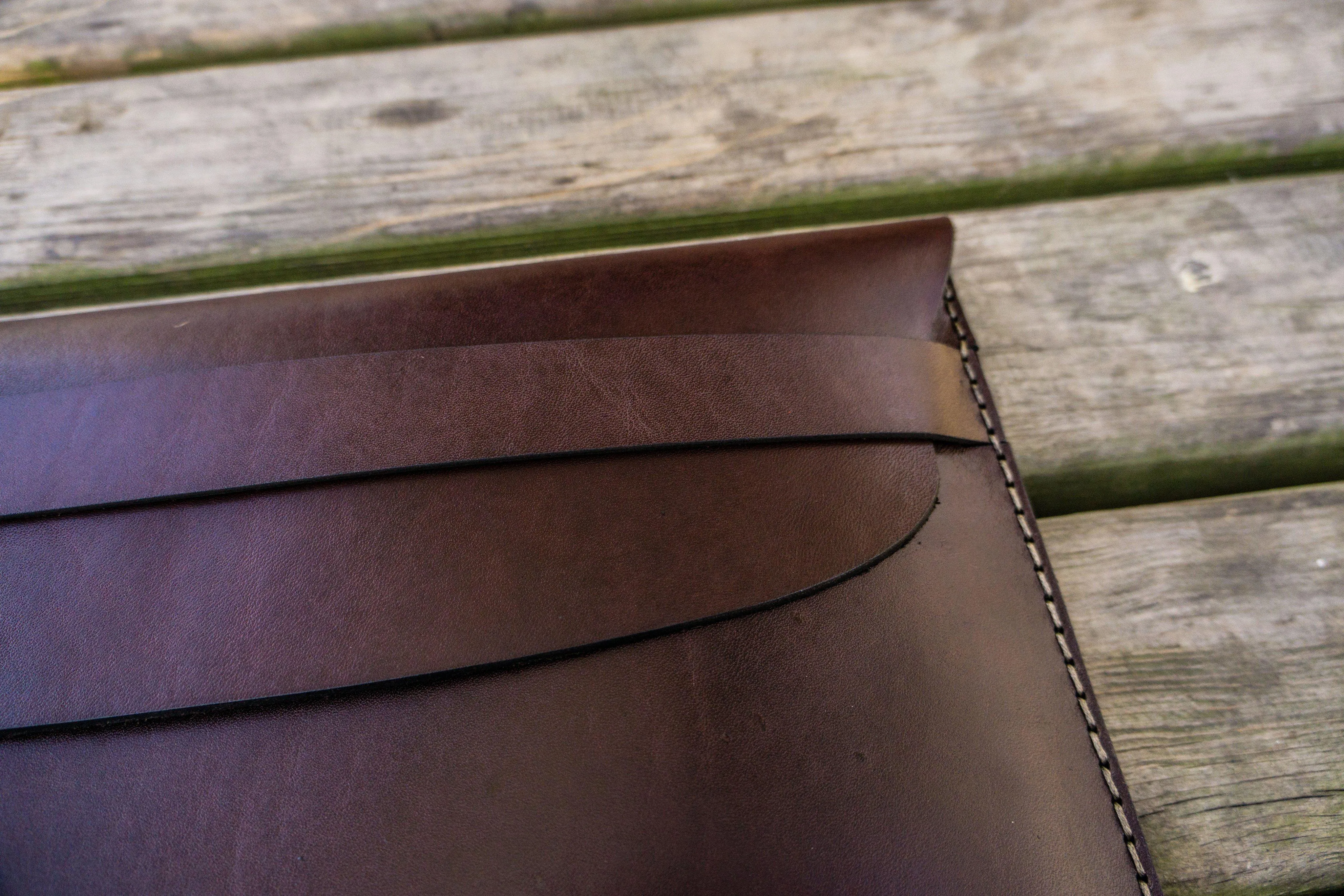 Personalized Leather MacBook Sleeves - Dark Brown