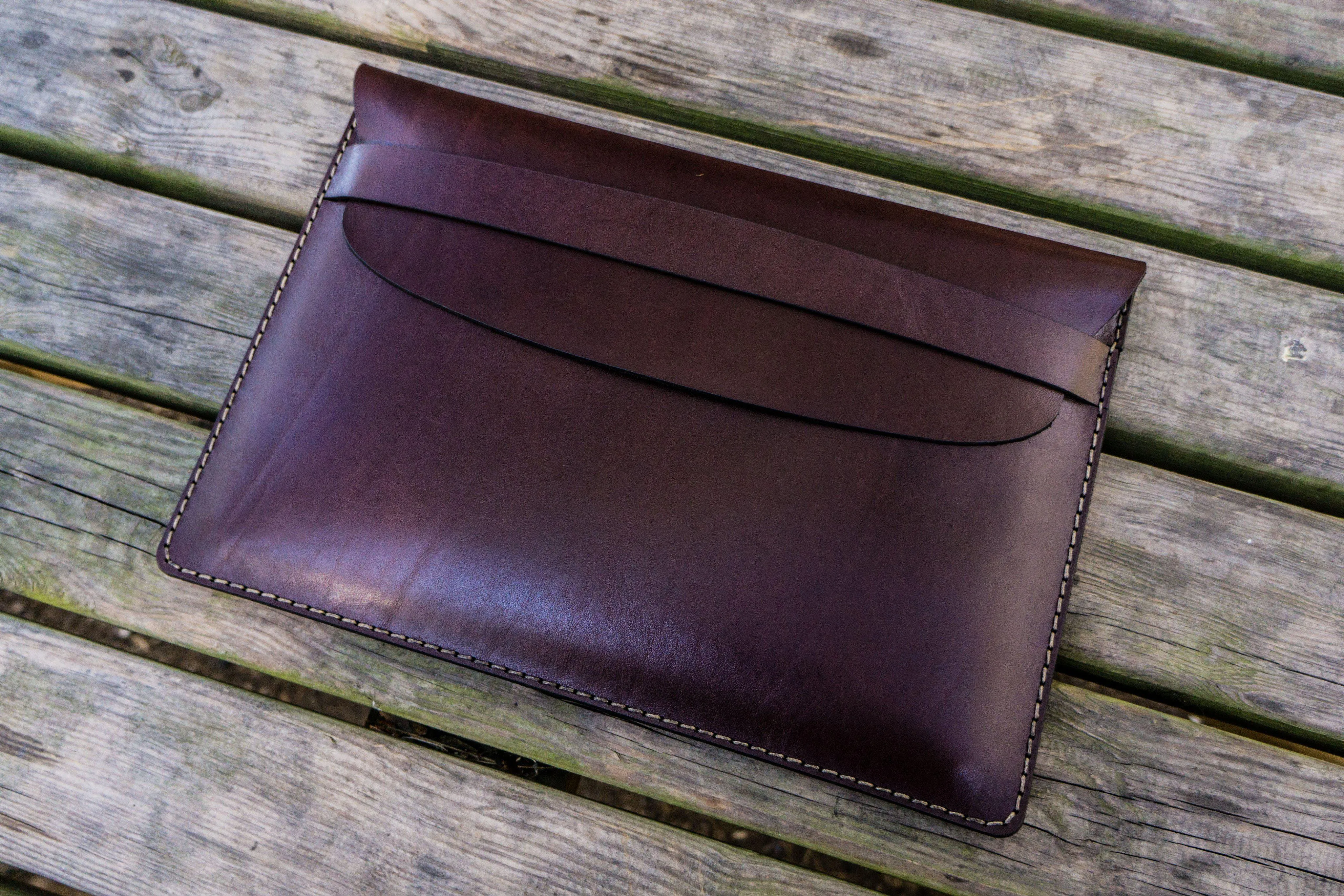 Personalized Leather MacBook Sleeves - Dark Brown