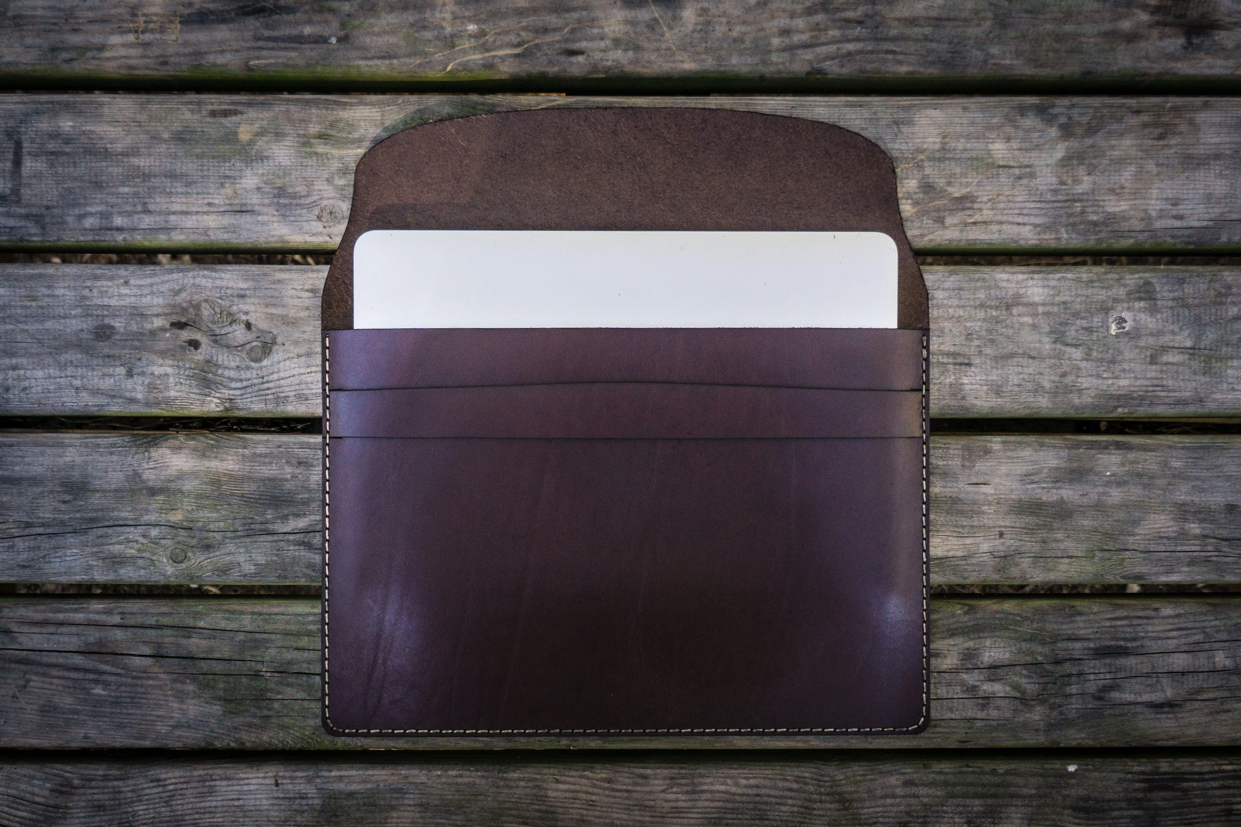 Personalized Leather MacBook Sleeves - Dark Brown