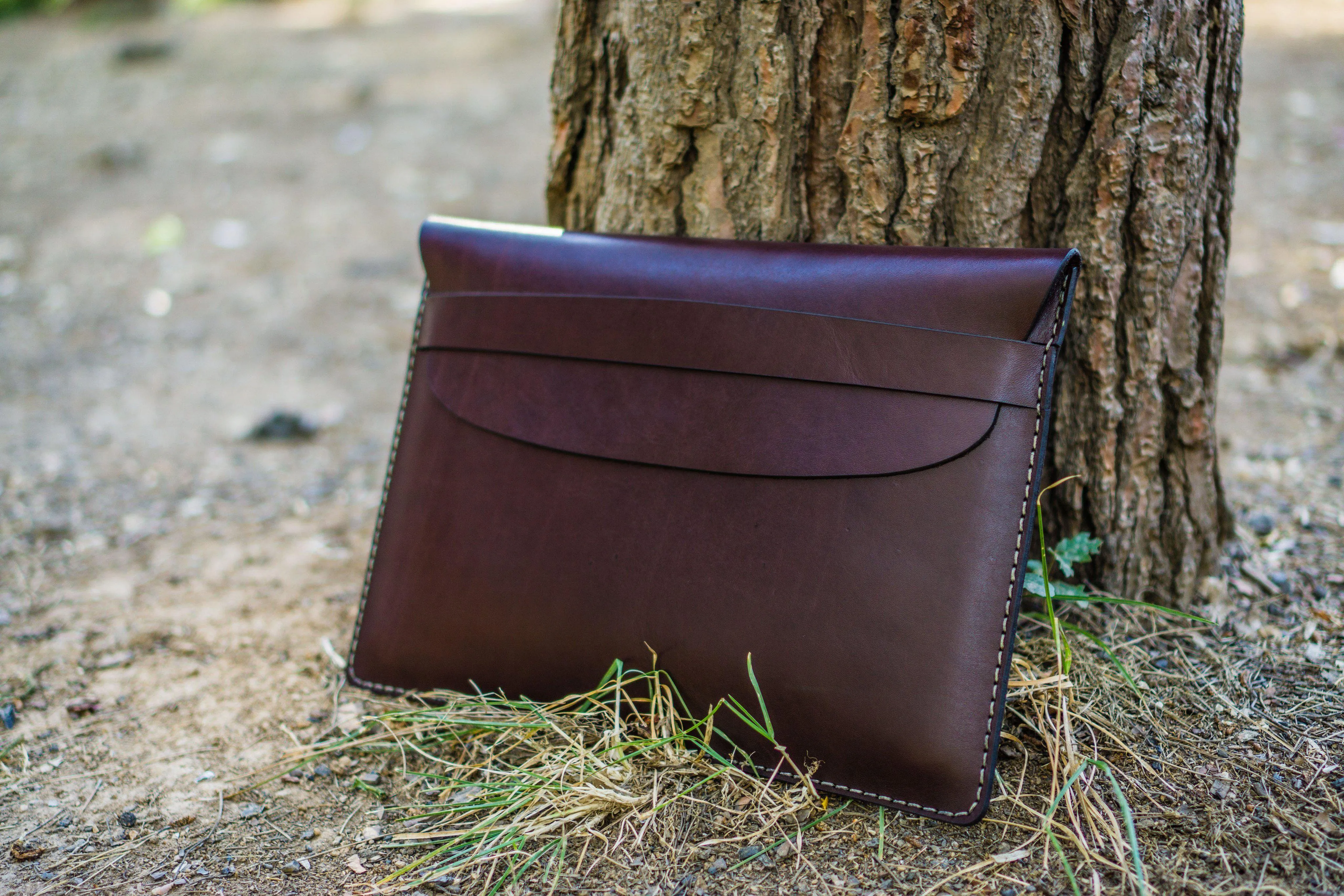 Personalized Leather MacBook Sleeves - Dark Brown