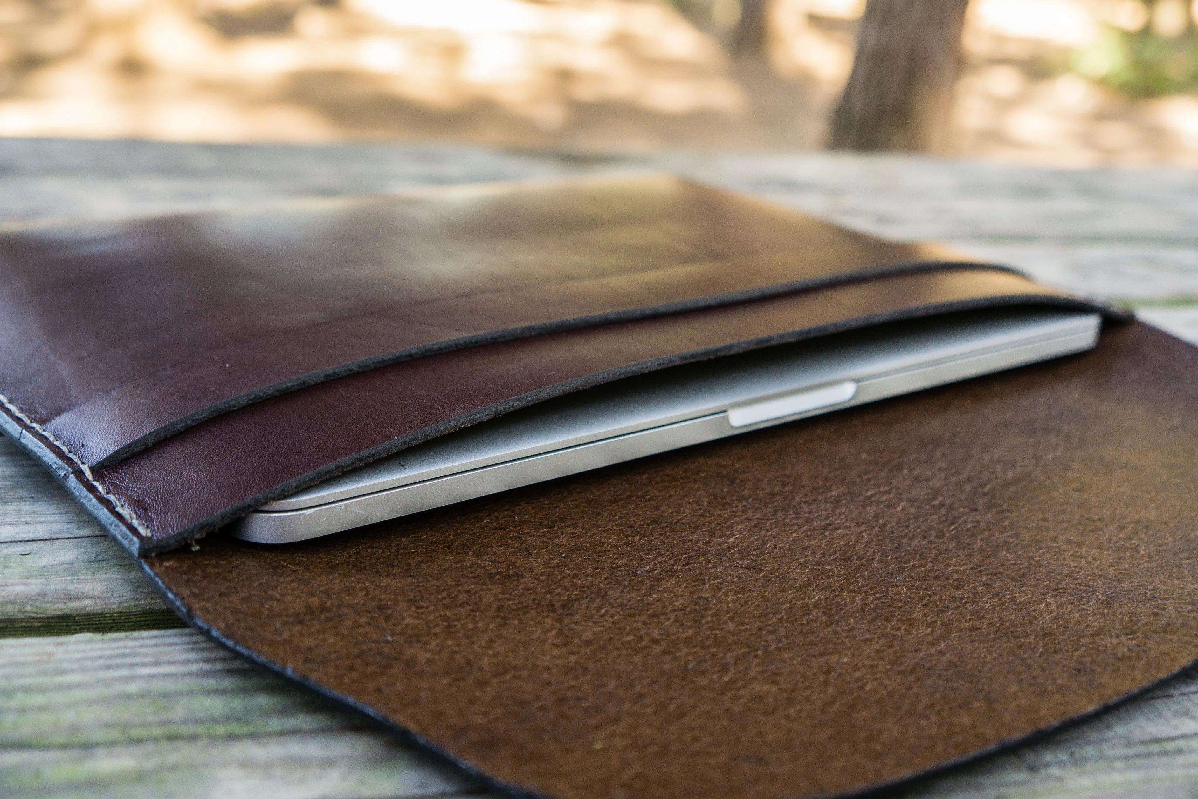 Personalized Leather MacBook Sleeves - Dark Brown