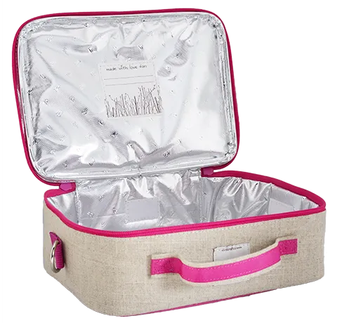 Pink Birds Lunch Box - Raw Linen